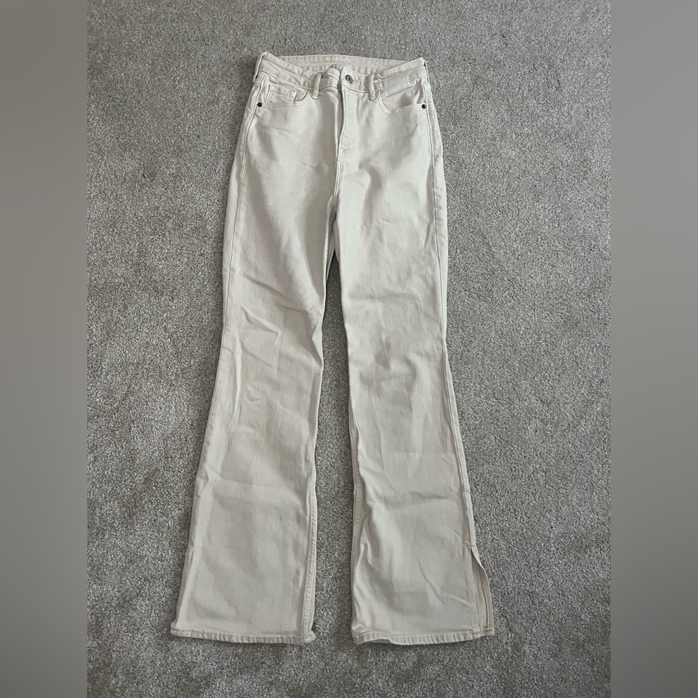 Flare High Waisted Cream Women's Jeans
